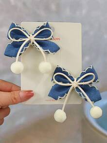 2 chiếc kẹp tóc hình nơ dễ thương và thanh lịch - Màu be - Xem 2