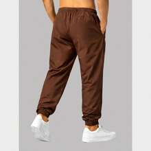 Men's Athletic Tactel Pants With Pockets – Lightweight, Comfortable - Rust Brown - View 4