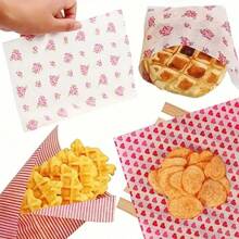 50张/包 家用厨房烘焙食品纸 防油纸 食品包装纸 - 粉色 - 查看 5