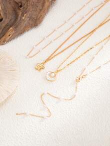 4pcs/Set Ocean Holiday Style Shell & Flower Pendant Y-Necklace, Elegant Luxury Beach Vacation, Casual Daily, Party, Couple Date, Women's Festival Birthday Versatile Jewelry Gift (Faux Pearl Quantity Random, Actual Length May Vary) - Necklace - View 6