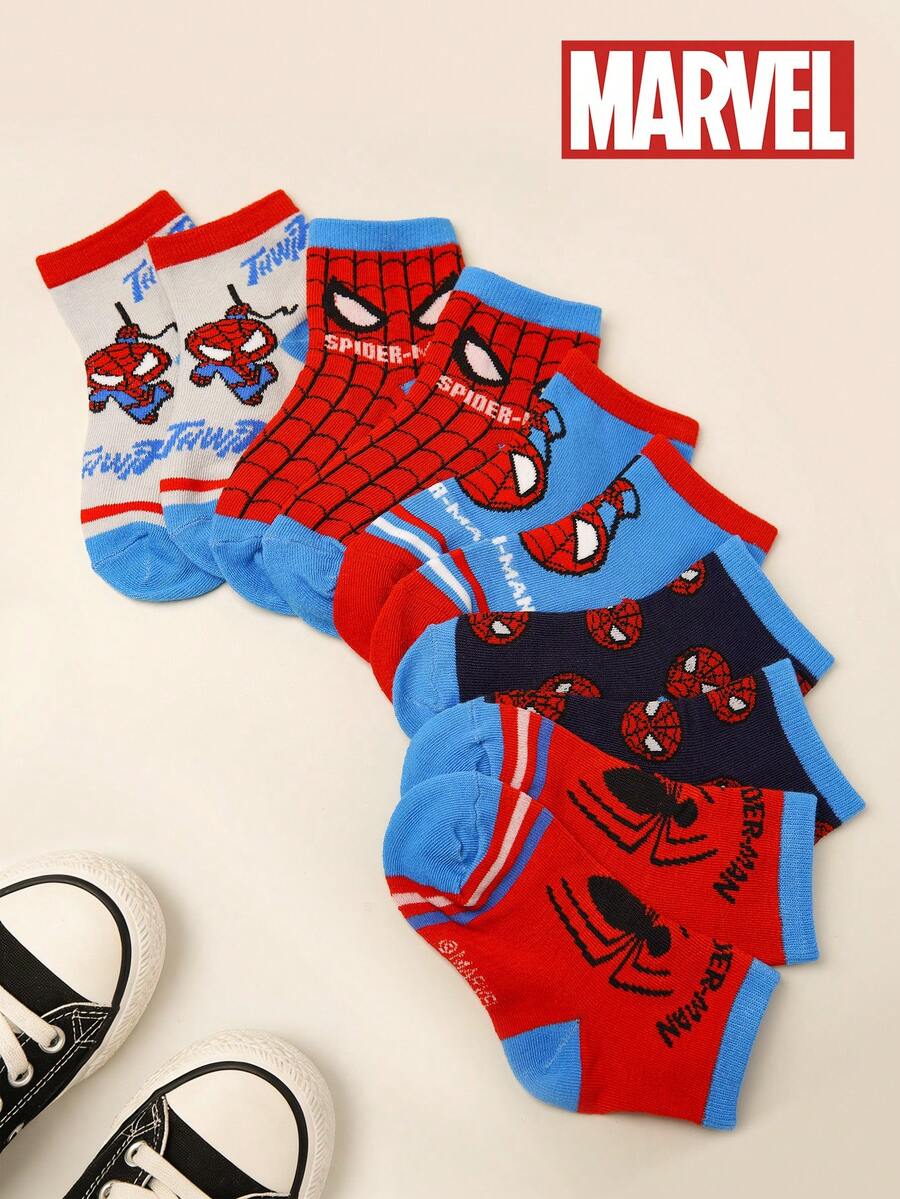 Marvel 1/5/10 Pairs Kids Superhero Socks, Boys Mid-Calf Socks, Korean Cartoon Autumn/Winter Girls Socks, Children & Superhero Character Socks - Multicolor - View 1