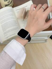 1件適用於Apple Watch女性PU圓形錶帶 38MM 40MM 41MM 42MM 44MM 45MM 46MM 49MM Ultra 11/10/9/8/7/6/5/4/3/2 SE - 黑色 - 查看 2