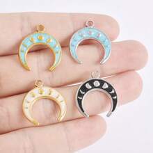 1个/4个 时尚精致奢华304不锈钢真空电镀金/银新月形滴油饰品吊坠，适用于DIY项链、手链、耳环等饰品制作 - S3267 - 查看 12