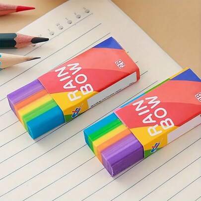 1pc Rainbow Erasers, Multicolor Stationery For Writing And Drawing Correction