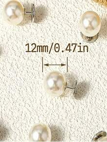 12pcs No-Sew Detachable Reusable Pearl Rivet Buttons, Suitable For Clothing Crafts, White Snap Buttons, Elegant DIY Fashion Accessory (12mm) - White - View 5