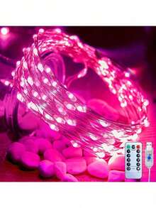 200 LED Fairy Lights 66 FT Warm White USB Waterproof Christmas String Lights With Remote Timer 8 Modes Copper Wire For Indoor Outdoor Party Tree Wedding Yard Decorations Bedroom Lighting - ánh sáng hồng - Xem 2