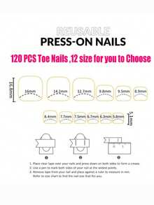 Toe Nail Press Ons, French Tips Toe Press On Nails, 120pcs Square Pre-Designed Soft Gel Thick False Toenail Extension, Berry Pink Full Cover Acrylic For DIY 12 Sizes - Coral Pink - View 7