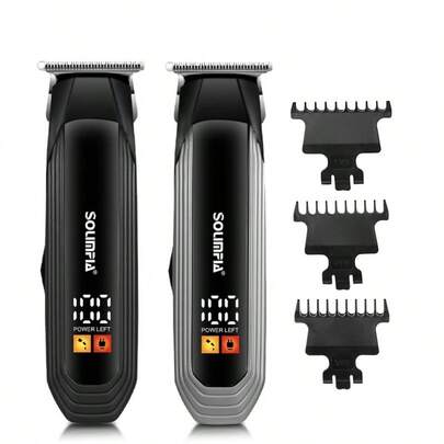 1个男士电动理发器，可充电式光头修剪器，带LED显示屏