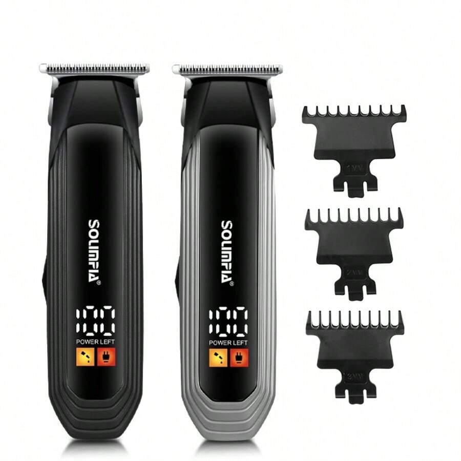 1个男士电动理发器，可充电式光头修剪器，带LED显示屏