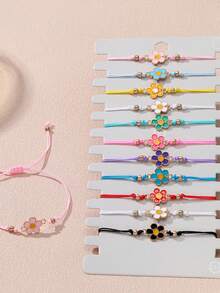 1pc Cute Bow Bracelet, Sweet Braided Adjustable Cord, Suitable For Cheerleaders, Dance Teams, Friends, Perfect Birthday Party Favors, Classroom Rewards, Handmade Graduation & Wedding Gifts - Multiple Styles - View 9