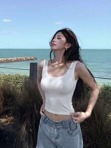 Sexy Spaghetti Strap Cropped Tank Top, Fitted Bowknot Sleeveless Camisole For Women - White - View 6