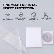 OBOVAY 1pc Self-Adhesive Anti-Mosquito Window Screen, Easy To Install, DIY Anti-Mosquito Net Curtain With Hook And Loop, Durable Mesh, Suitable For Home Insect Protection - Multiple Styles - View 4