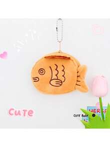 1pc Cute Plush Fish Coin Purse, Mini Zipper Wallet With Keychain, Bag Charm Keyring, Student Backpack Keychain Pendant, Suitable As Small Gift For Girlfriend/Best Friend - New Material - Upgraded Fabric, Brown 1 Piece - View 5