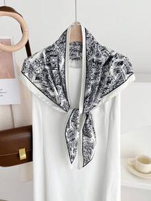 1pc Elegant Polyester (Polyester) Triangle Scarf, Suitable For All Seasons Decoration,Beach,Holiday - #1 White - View 4