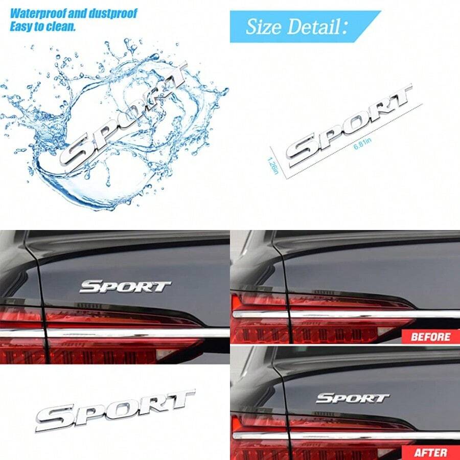 3D Metal Sport Sticker For Car Styling Personalise Sport Emblem Decal Auto Badge Stickers Car Exterior Decoration Accessories 3D Stickers For Trunk Side Fender Rear Tailgate Silver - Bạc - Xem 1