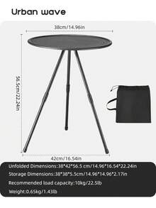 Mochila ultraligera URBANWAVE y mesa de camping plegable compacta - Altura ajustable, patas telescópicas Mesa de camping portátil - Pequeña mesa redonda plegable para exteriores apta para camping, playa y picnic - A - Ver 9