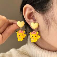 Cute Cartoon Drop Earrings, Yellow Heart Star Pendant Earrings, Japanese Anime Fashion Jewelry For Women - 2/1 Pair - View 6