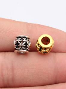 10pcs 10x9.7x9mm Large-Hole Bead With Openwork Pattern For DIY Jewelry Making Bracelet Necklace Keychain Phone Chain Making Accessories Handmade Craft Making Findings - Hollow-out Patterned Large-hole Bead - View 8