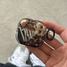 Semi-Transparent Leopard Print Patchwork + Hoop Pro 3/Pro 2/4/3/2 Case, Fashionable Women Earphone Case, Minimalist Case - Brown - View 5