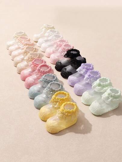 5 par dziecięcych skarpetek z koronką i falbanką, miękki, oddychający, uroczy zestaw krótkich skarpetek dla księżniczek, urocze bawełniane skarpetki codzienne z koronką