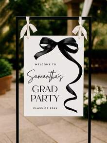 1pc Personalized Graduation Poster, Black Bow Graduation Party Welcome Sign (2026 Graduates Welcome), Welcome Poster, Fashionable Graduation Symbol, Minimalist Graduation Poster, Graduation Decor - Multicolor - View 4