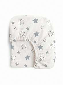 1pc Soft, Breathable 100% Cotton Muslin Baby Crib Sheet, Adorable Floral Cartoon Print, Unisex Newborn Essential - Multicolor - View 17
