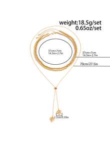 Bộ 3 món dây chuyền mặt dây chuyền hình trái tim đính ngọc trai giả CCB hình học thanh lịch, có tua rua, trang sức sang trọng cho đám cưới, tiệc tùng, kỳ nghỉ, thường ngày, phong cách đường phố, quà tặng cho phụ nữ và các cặp đôi. - vòng cổ - Xem 6
