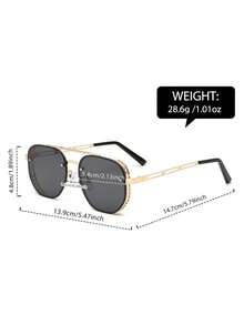 一副男士黑色金色双梁飞行员太阳镜，金属材质，UV400 防晒，奢华驾驶风格太阳镜，自驾旅行款 - 彩色 - 查看 9