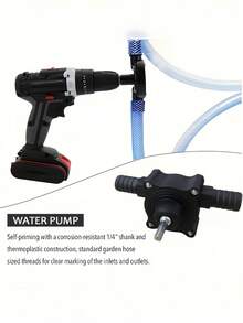 一套无电池手动液体吸泵。便携式手动快速吸水吸油泵，配备接头，适用于园艺、建筑和农业。多用途液体泵，适用于水井、池塘、地下室、斗泵、钻井泵、电动泵、手动泵和输水泵（配件齐全，但不含水管）。 - 查看 8