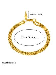 1 chiếc vòng tay phụ kiện thời trang Punk mạ vàng chân không bằng thép không gỉ, hai lớp, mặt dây chuyền đinh tán xếp chồng, kiểu dáng trung tính, đa năng dành cho nữ. - đinh tán - Xem 7