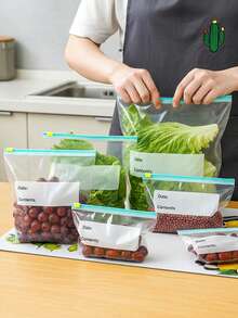 45 pièces Sacs de conservation des aliments, sacs Ziplock réutilisables pour réfrigérateur et congélateur, sacs hermétiques pour la conservation des aliments, convient pour la réfrigération, la congélation, l'emballage, sacs de conservation des aliments étanches - Multicolore - Voir 2