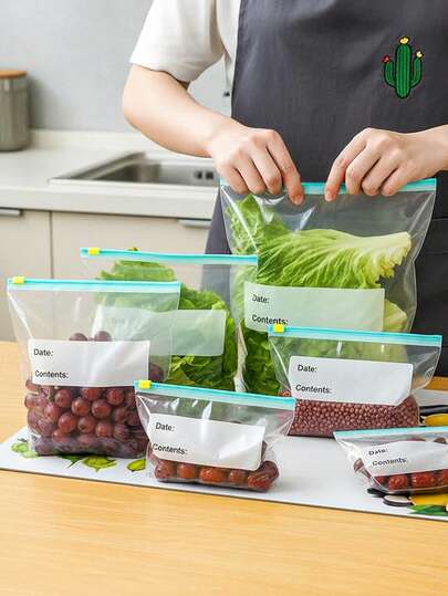 45pcs Food Storage Bags, Reusable Ziplock Bags For Refrigerator Freezer, Airtight Seal Bags For Food Preservation, Suitable For Refrigeration, Freezing, Packaging, Leak-Proof Food Storage