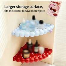 1pc Cloud Shaped Suction Cup Corner Shelf, Drill-Free Wall Mounted Bathroom Vanity Corner Storage Rack - Red - View 6