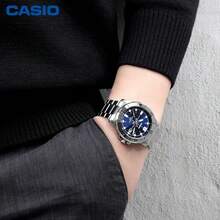 Đồng hồ Casio cổ điển dành cho nam, kiểu dáng thợ lặn, mặt số màu xanh lam, dây đeo bằng thép không gỉ, chống nước 50M, đồng hồ thể thao đeo tay. - Một cỡ - Xem 4
