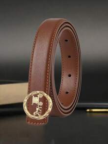 金色圆环扣合金光滑腰带，时尚休闲百搭，可搭配牛仔裤和连衣裙，是馈赠亲朋好友的理想节日礼物。 - 彩色 - 查看 3