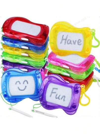 5/10pcs Mini Magnetic Drawing Board With Keychain, Office & Educational Doodle Sketch Pad, Erasable Writing & Painting Toy, Ideal For Party Favors, Gifts, Plastic Material