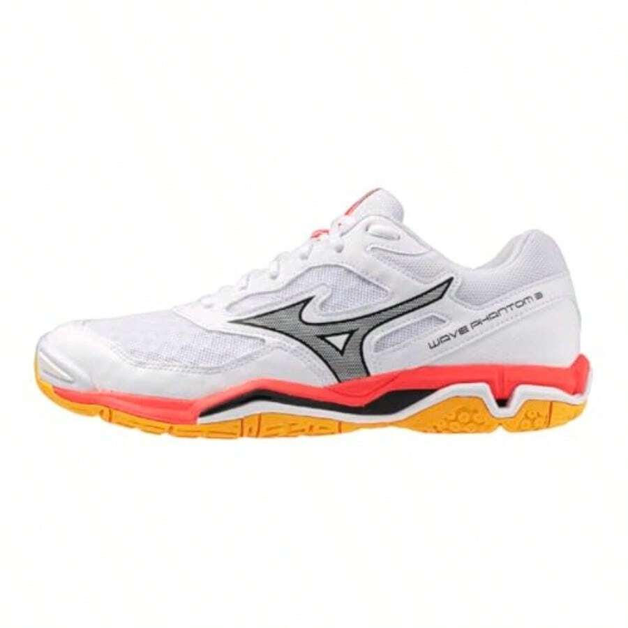 ウエーブファントム 3 Zapatilla de Balonmano para Unisex-Adulto - Blanco/Negro/Naranja - Ver 1