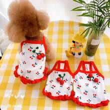 Cute Cat Vest, Suitable For Spring, Summer And Autumn, Fit For American Shorthair, Kittens, Small Dogs. Also Available In Rabbit Clothes And Pet Clothes. Thin Red Spaghetti Strap Cherry Dress For Pet Cats And Dogs In Spring And Summer - Red - View 9