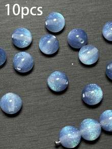 50pcs Dreamy Spring/Summer Galaxy Glitter Round Resin Beads, DIY Bracelet Jewelry Making Supplies - Multicolor - View 53