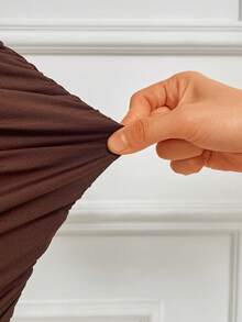 性感优雅的无袖露背吊带修身迷你连衣裙，后背流苏设计，女士款 - 棕色 - 查看 9