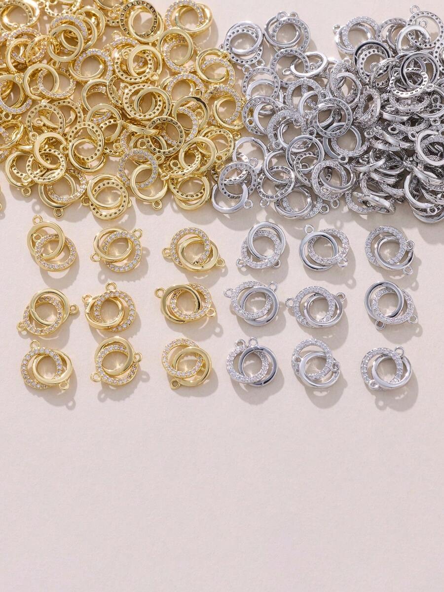 3件套DIY铜锆石多功能优雅珠宝吊坠配件 - 雙圓圈配件 - 查看 1