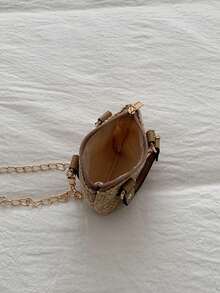 Straw Woven Mini Chic Handbag, Jewelry Pouch, Beach Travel Chain Shoulder Bag - Khaki - View 8