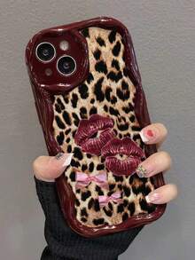 Cheetah,Leopard Print Leopard Print Lip Painted Soft Phone Case Compatible With Iphone 17/17 Pro Max/ 16/16 Pro/16 Pro Max/15/XR/7P 8P/P12 Pro Max/P13 Pro Max/P14 Pro Max/P13/P14/P11/P12/P14, Cute & Fashionable Thick Protective Cover - Multicolor - View 4