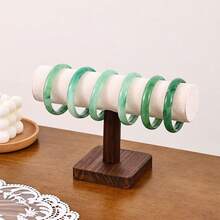 1pc Retro Walnut Wood Display Stand, Minimalist And Practical, Keeps Bracelets And Bangles Neatly Displayed, Declutters Desktop - Walnut Single-layer Bracelet Holder - View 5