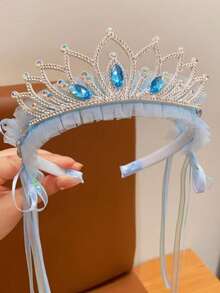 1pc New Crown Headpiece, Princess Hair Accessory - Blue - View 1