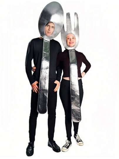 Fork & Spoon Costume Headpiece, Cute Tableware Series, Suitable For Halloween, Christmas, Carnival, Adult One Size Cosplay Costume