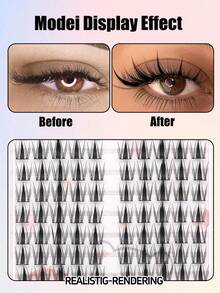 100pcs C-Curl Cartoon False Eyelashes, Soft & Natural, Lightweight Design, Reusable, Suitable For Daily Wear Eyelash Clusters, Eyelash Extensions, Individual Lashes - C - View 4