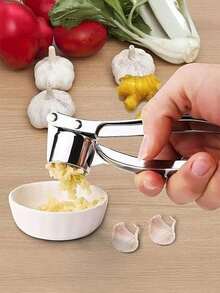 1pc Premium Aluminium Alloy Garlic Press - Easy Garlic Chopper And Ginger Crusher, Easy To Clean Kitchen Tools, Durable Garlic Chopper For Daily Cooking - Multicolor - View 2
