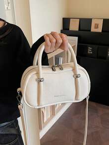 Women's Handbag Modern Style Exquisite Hardware Buckle Design Soulder Bag Simple And Versatile Urban Commuter Style Adjustable Strap Crossbody Bag - Beige - View 6
