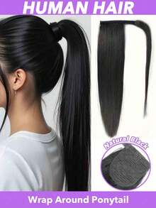 直发马尾接发 长直发环绕式马尾辫 女士夹式马尾辫接发 真人发 棕色马尾辫 假发 日常佩戴 8-24 26 28 英寸（自然黑#1B 深棕#2 浅棕#6） - 彩色 - 查看 37